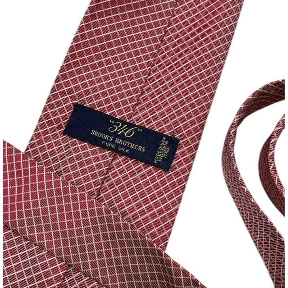 BROOKS BROTHERS Men's Silk Necktie DESIGNER Tie Pink Tartan W:3.7" EUC - Picture 2 of 3